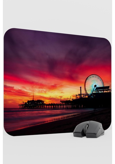 Santa Monica Kaliforniya Abd V1 48x40 Xl Gaming Kauçuk Kaymaz Taban Mouse Pad Fare Altlığı