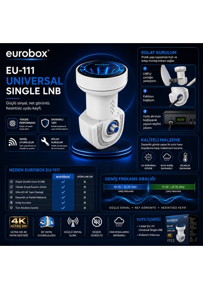 Eurobox Eu-111 Tekli Universal 4k Uydu Lnb