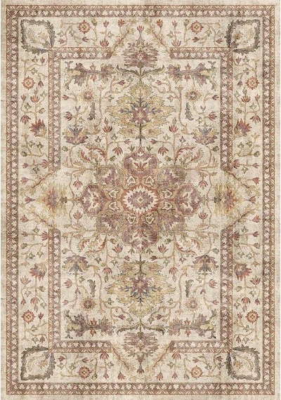 Çam Halı Dream 32-035 Etnik Eskitme Desenli Dokuma Tabanlı Yıkanabilir Şönil Salon Ve Oda Halısı Multi