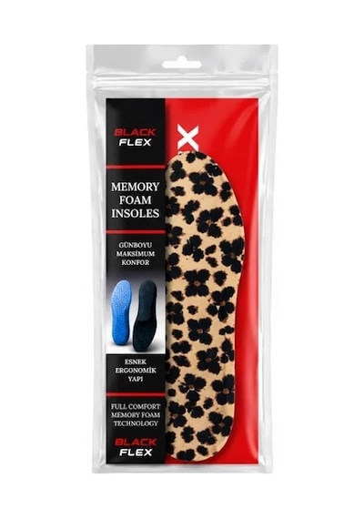 Black Flex Flora Memory Foam Darbe Emici Digital Baskılı Hafızalı Kadın İç Tabanlık