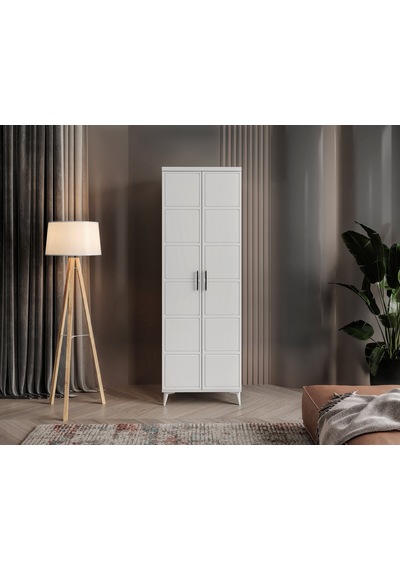 GuneyStore Milano 2 Kapaklı Komple Mdf Beyaz Gardırop
