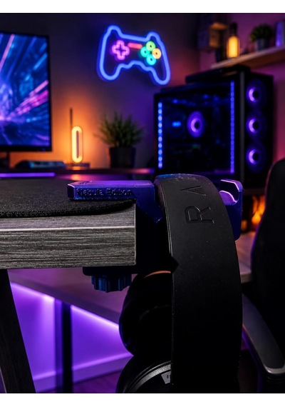 Mor-mavi Premium Kulaklık Standı 3d Premium Tasarım Gamer Masa Kenarı Aksesuarı Nebula Edition