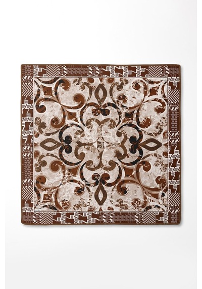 Levidor Desenli Twill İpek Eşarp-0918 Kiremit