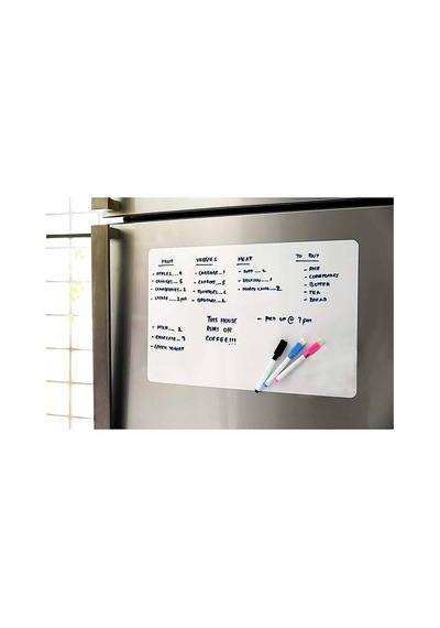 Magnetli Kalemli Buzdolabı Notluk 50x60 Cm - Magnet Planlayıcı Buzdolabı Not Panosu + 2 Kalem Sürpriz Hediyeli