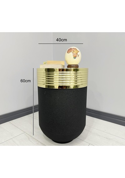 Elegant Dekoratif Gold Darbuka Siyah Sehpa 60cm