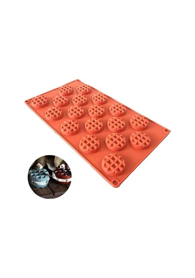Mini Waffle Pişirme Yuvarlak Bisküvi Çikolata Kafes Desenli Bisküvi Silikon Kalıbı Goldcakes