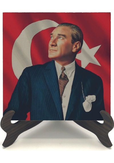 Mustafa Kemal Atatürk Baskılı Mdf Masaüstlük 10x10 718
