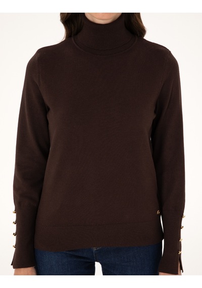 Pierre Cardin Kahverengi Slim Fit Balıkçı Yaka Basic Kazak 50310886-vr029