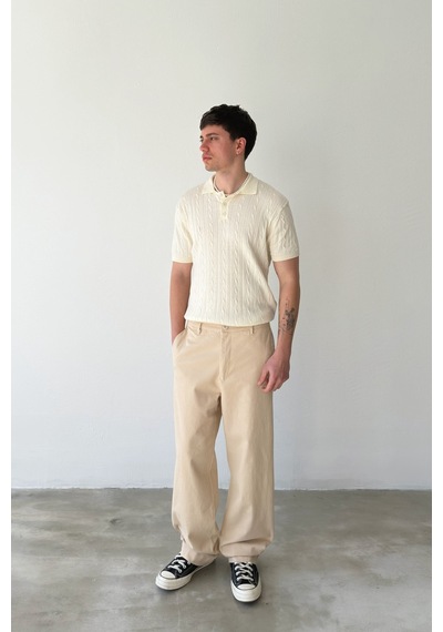 Flaw Basic Baggy Pantolon-29202 Bej