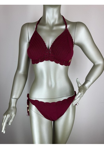 İvita Koyu Bordo Dantel Detaylı Çok Tarz El Yapımı Tığ Örgüsü Bikini