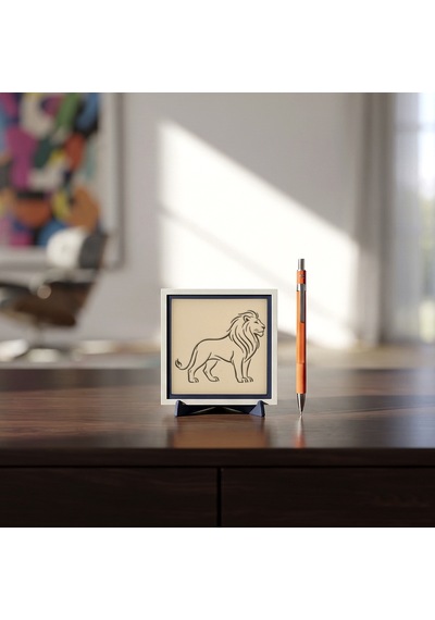 Çağdaş Tasarım Yürüyen Aslan Motifli Dekoratif Parça, Masanız İçin Anlam Dolu Özel Hediye 10x10 Cm