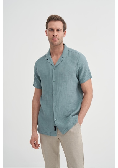 Cazador 20390 Erkek Kısa Kol Müslin Gömlek Soft Blue
