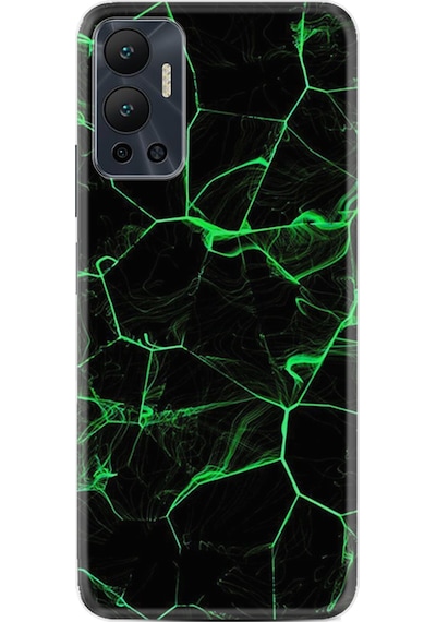 Infinix Hot 12 Kılıf Resimli Desenli Baskılı Silikon Yeşil Şerit Mermer 1320