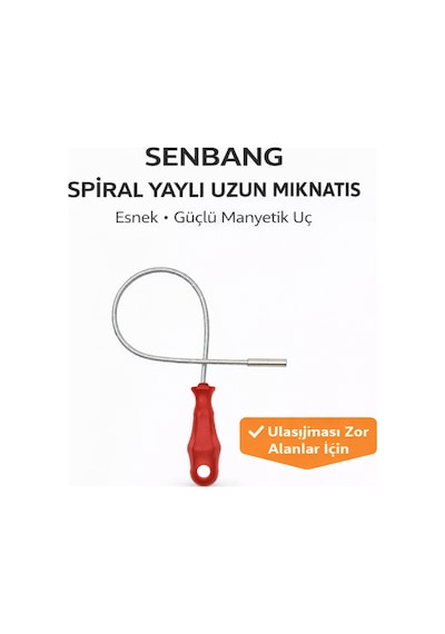 Senbang Spiral Yaylı Uzun Mıknatıs Esnek Metal Tutucu, Kırmızı Saplı Manyetik El Aleti