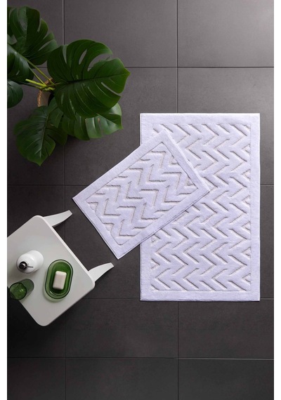Bevel Angles 2'li Banyo Paspası Beyaz