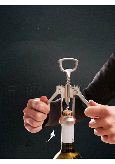 Tirbuşon Basınçlı Pratik Tirbuşon Şarap Ve Şişe Açacağı Kolay Kullanım Çelik 721046 Gri Diğer