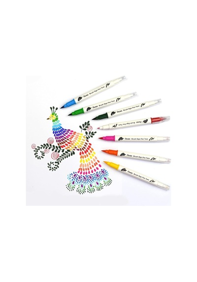 Pentel Brush Sing Pen Twin Çift Taraflı Fırça Uçlu Kalem Zeytin Yeşili