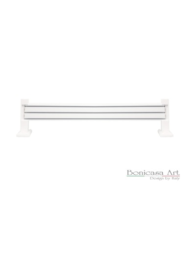 Napoli Ahşap Başlıklı 3 Kanallı Alüminyum Dekoratif Ray Korniş Modern Rustik Beyaz 125 Cm Beyaz