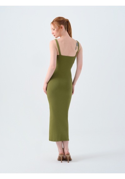 Slim Fit Kadın Elbise Haki