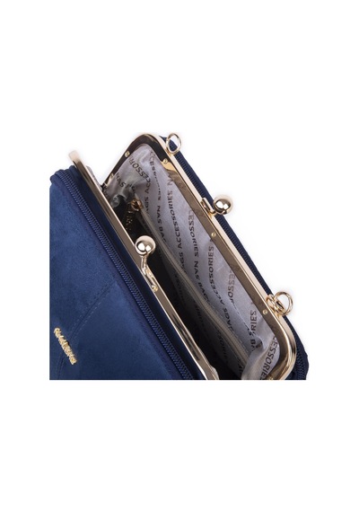 Nas Bag Burslu Klipsli Vintage Omuz Ve Çapraz Çanta 23x20 Cm Ebatlarındadır Lacivert Süet Laci