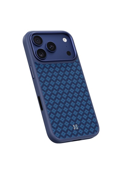 Apple Uyumlu iPhone 17 Pro Max  Kılıf M-safe Özellikli Benks Armorpro Armorgrid Serisi Kevlar Kapak Mavi Mavi