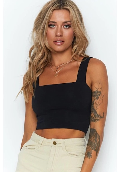 Madmext Mad Girls Siyah Crop Mg1010-siyah
