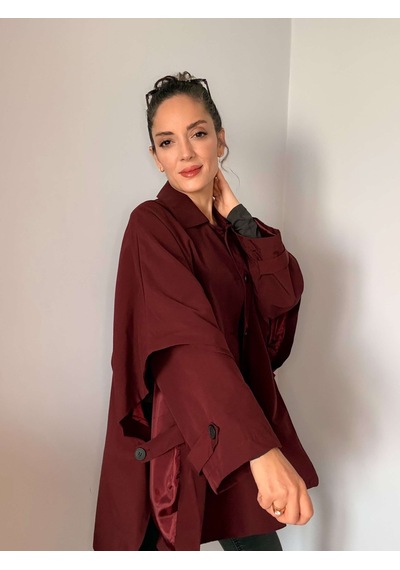 Ali Butik Bordo Panço Model Trençkot Bordo