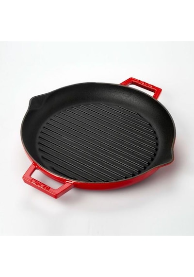Lava Döküm Yuvarlak Izgara Kızartma Tavası 30 cm Kırmızı LVYSGT30