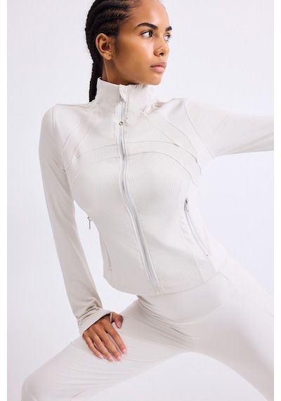 Defacto Slim Fit Dik Yaka Fermuarlı Dikiş Detaylı Spor Basic Hırka H5211ax26aubg721 Bej-bg721