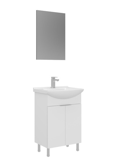 Orka Purus 55 Cm Parlak Beyaz Banyo Dolabı Alt Modül Lavabo Ayaklı Beyaz
