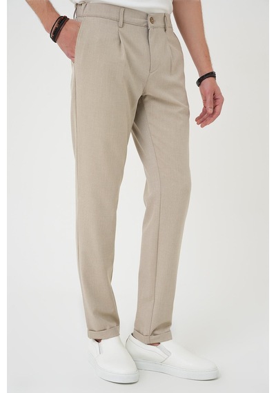 Efor Comfort Fit Beli Lastikli Pileli Bej Jogger Pantolon P 1182 Bej