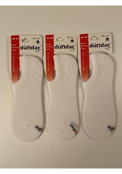 Unisex Sneaker Dikişsiz Çorap Plus Penye 3'lü Beyaz