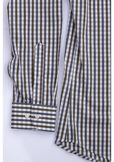 Giant Erkek Uzun Kol Kareli Gömlek - Minimalist Stil Haki