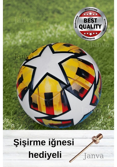 Janva Uefa Şampiyonlar Ligi Özel Tasarım Futbol Topu 420 gram Lazer Kesim Maç Ve Antreman Beyaz