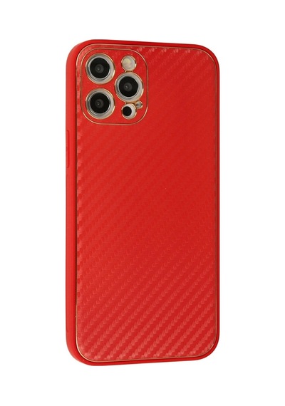 Apple Uyumlu   iPhone 12 Pro Max Kılıf Coco Karbon Silikon - Kırmızı