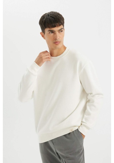 DeFacto Oversize Geniş Kalıp Bisiklet Yaka Kalın Basic Düz Sweatshirt T5139AZ24AUWT32