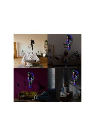Led Işıklı Kişiselleştirilebilir Kadın Temalı Tablo Edna Dekoratif Gece Lambası Çok Renkli - 737251174 Çok Renkli