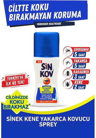 Sinkov Comfort Yakarca Sinek Kene Kovucu Vücut Sprey 100ml - Ciltte Koku Bırakmayan Koruma