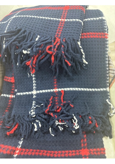 Sesli Comfort Lacivert Kırmızı Beyaz Skoç Pamuk Örme Battaniye 200x220 Çift Kişilik Battal Diğer