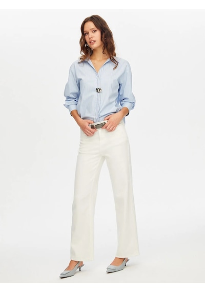 Faik Sönmez Wide Leg Fit Likralı Kadın Jean Pantolon W26jpn011 Ekru