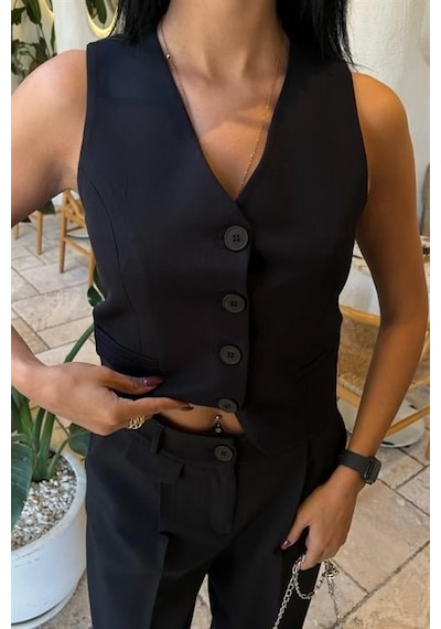 Moderie Butik Cyrus Yelek Pantolon Takım 10103 Si Yah
