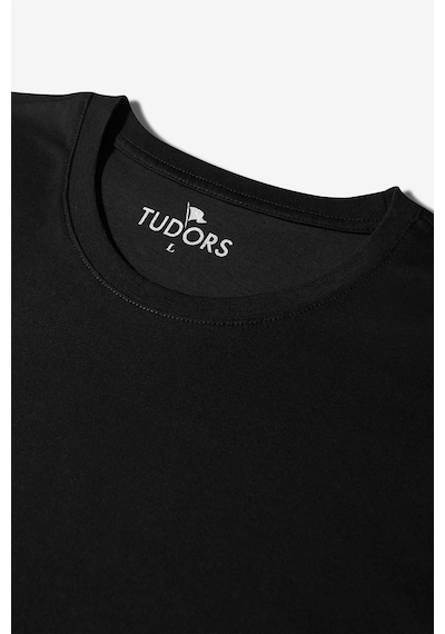 Tudors Unisex 2'li Paket Siyah Slim Fit Dar Kesim Pamuk Bisiklet Yaka Tişört-31312 XS