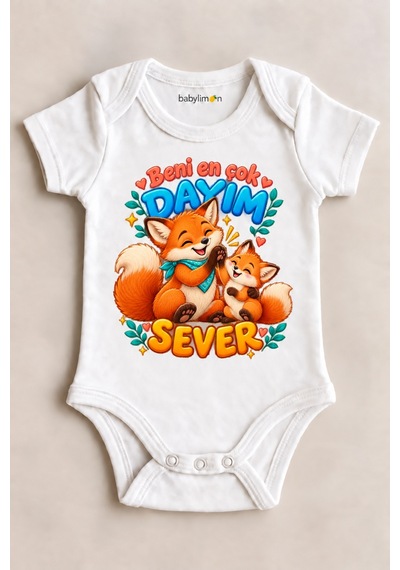 Babylimon Beni En Çok Dayım Sever Beyaz Kısa Kollu Çıtçıtlı Bebek Zıbını Beyaz - 930083872 Beyaz