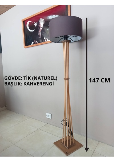 Natürel Ahşap Lambader-anahtarlı Kablolu Köşe Lambası Kahverengi