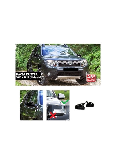 Dacia Duster 2012-2017 Batman Yarasa Ayna Kapağı Piano Black Abs