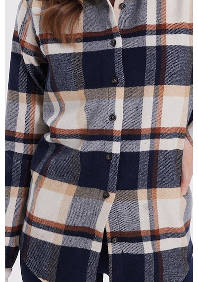 Tudors Kadın Oversize Geniş Kesim Oduncu Ekose Gömlek-42155 Çok Renkli