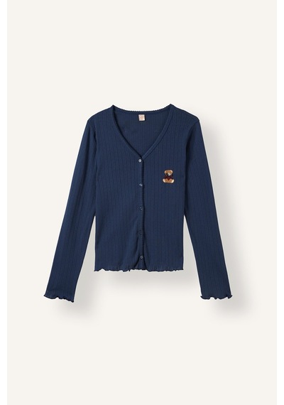 Defacto Regular Fit Uzun Kollu Hırka Üst Geniş Paça Alt Pijama Takımı H4375ax26aunv241 Lacivert-nv241