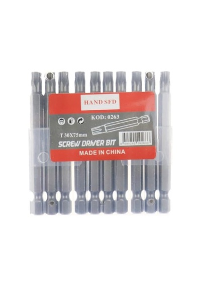 Tr Hand Sfd Torx Bits Uç Seti, T30 75mm, 10 Adet
