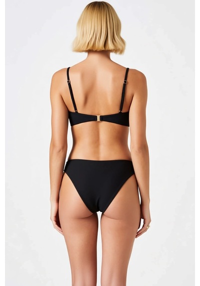 Benerly Kadın Bikini Takımı Straplez Kolsuz Düşük Bel Regular Kalıp Soyut Siyah