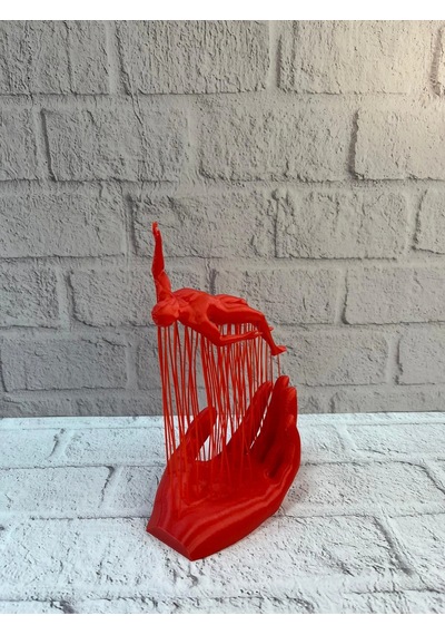 El Formlu İnsan Figürü Kırmızı Modern Dekoratif Biblo Soyut Tasarım 12x18 Cm